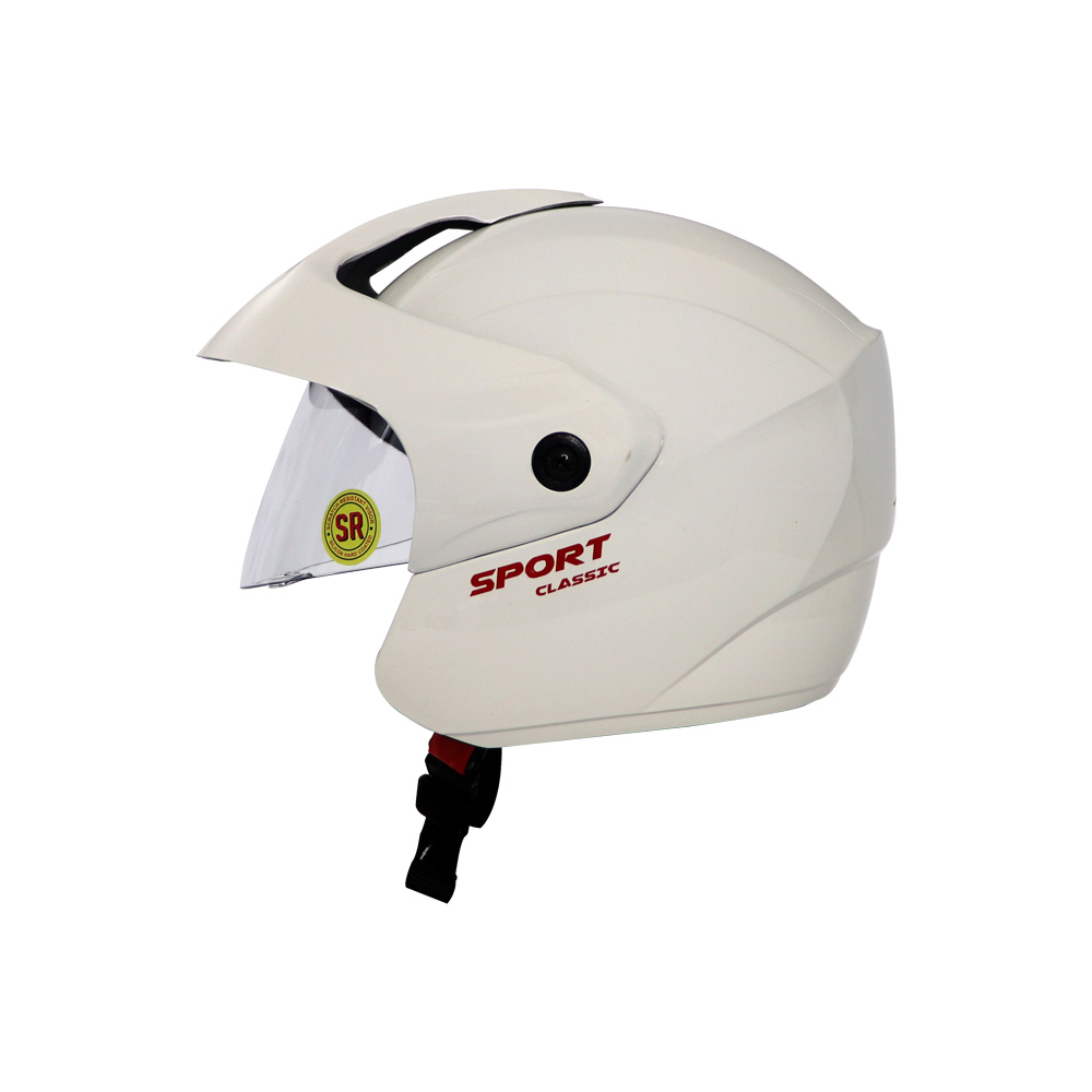 TVS Sport Classic Half Face Kids Helmet, Color: White - ISI Certified